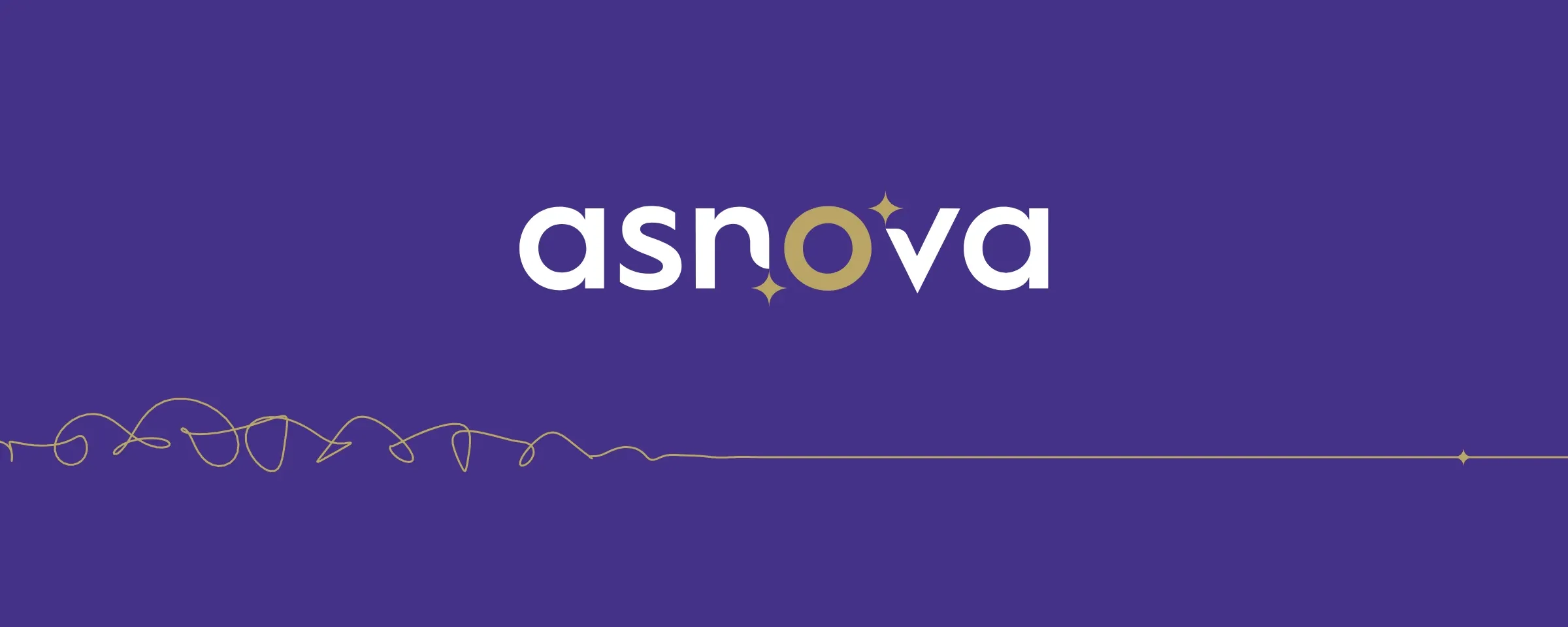 Le logo Asnova au-dessus d’un fil doré qui se démêle jusqu’à une étoile