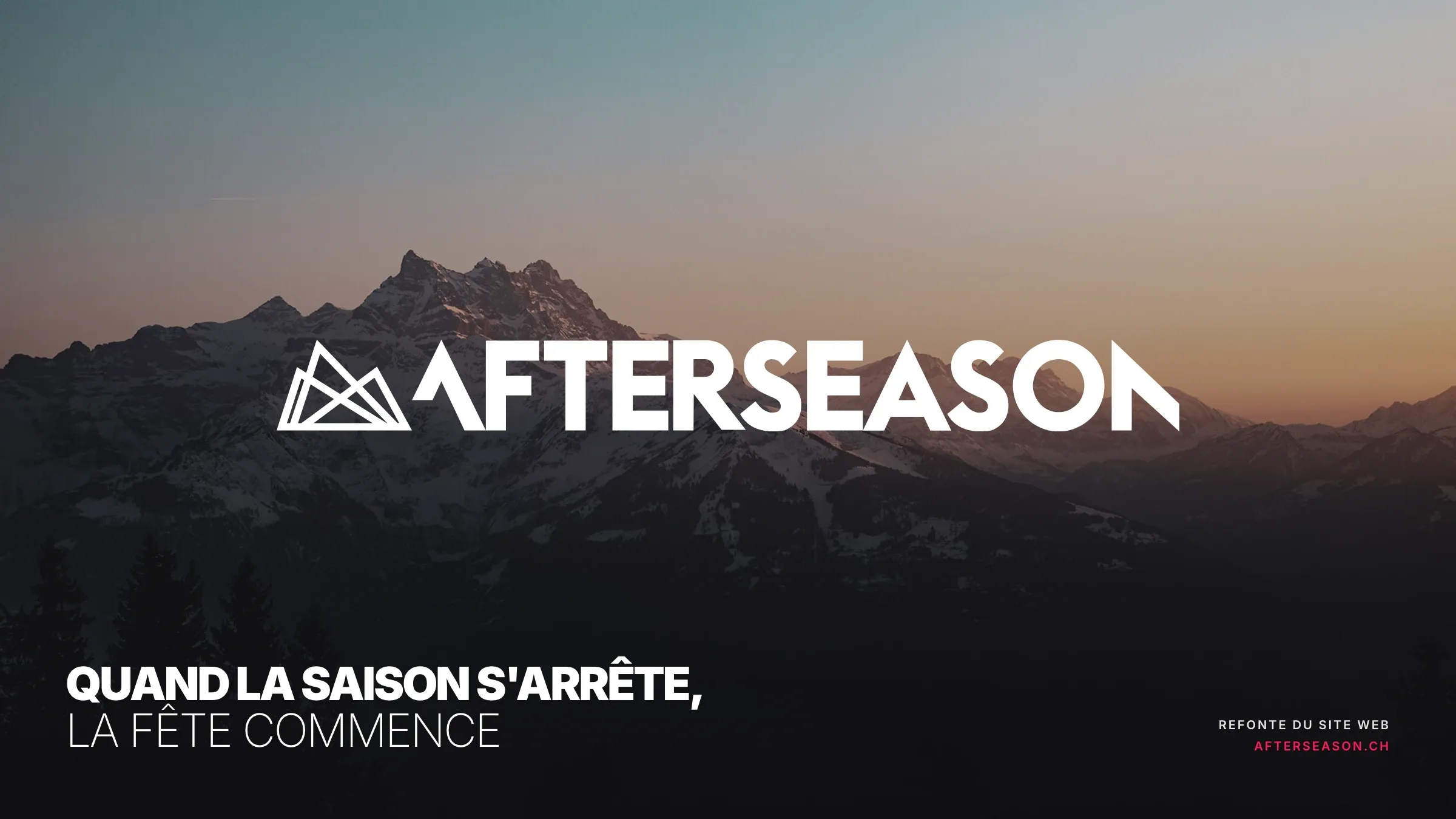 Le logo Afterseason sur les Alpes vaudoises : « Quand la saison s'arrête, la fête commence »