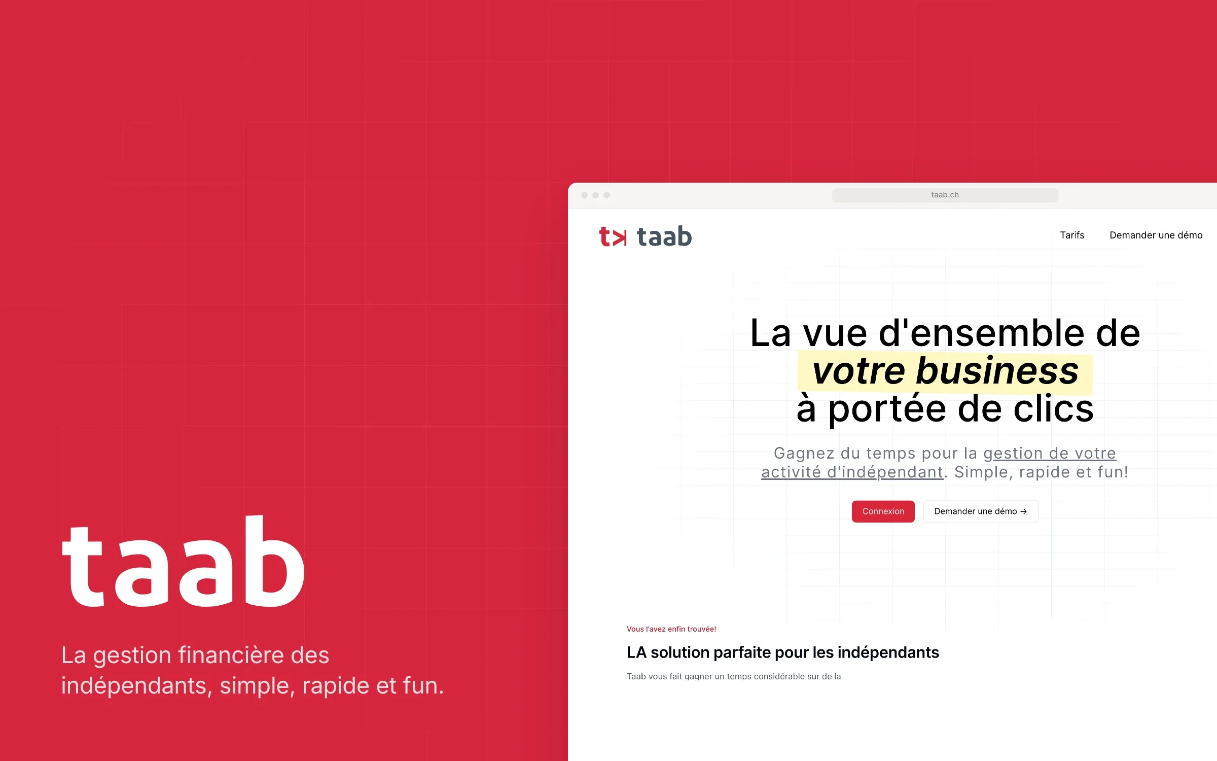 Taab, la gestion financière des indépendants, à côté de son site sur ordinateur