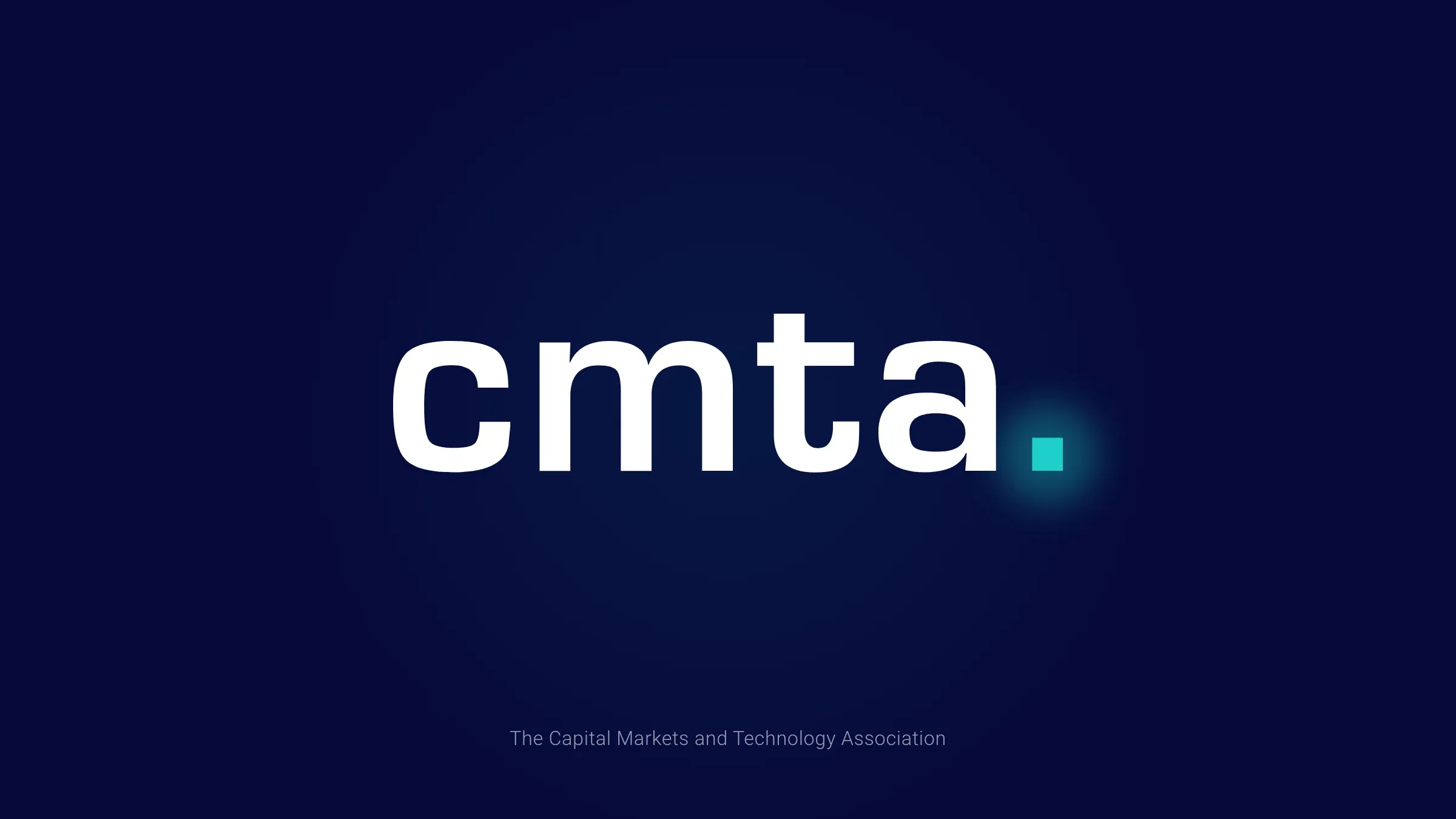 Le logotype cmta, avec son point turquoise, sur fond bleu nuit