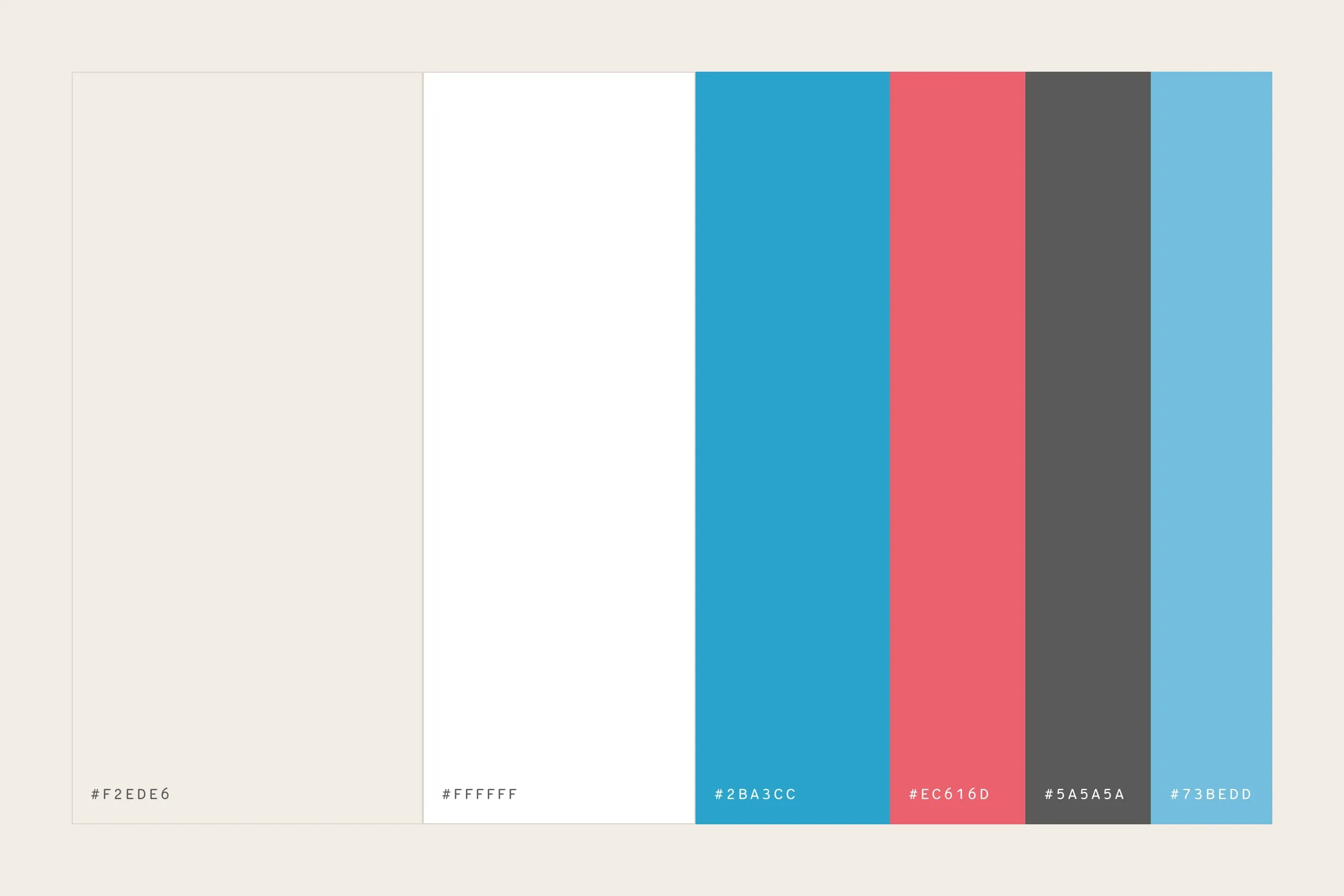 La palette : sable, blanc, bleu, rouge et gris