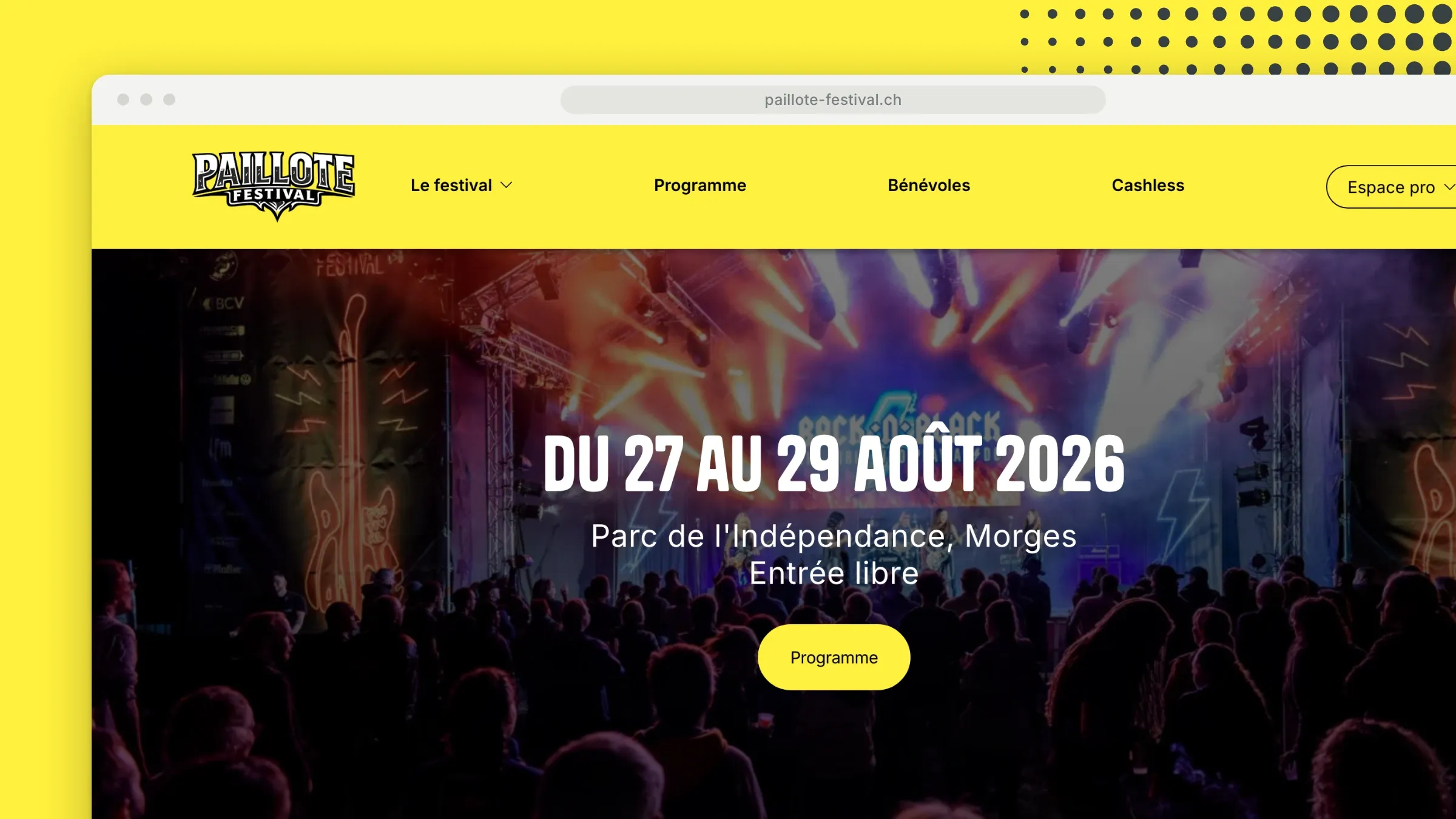 La page d'accueil en gros plan