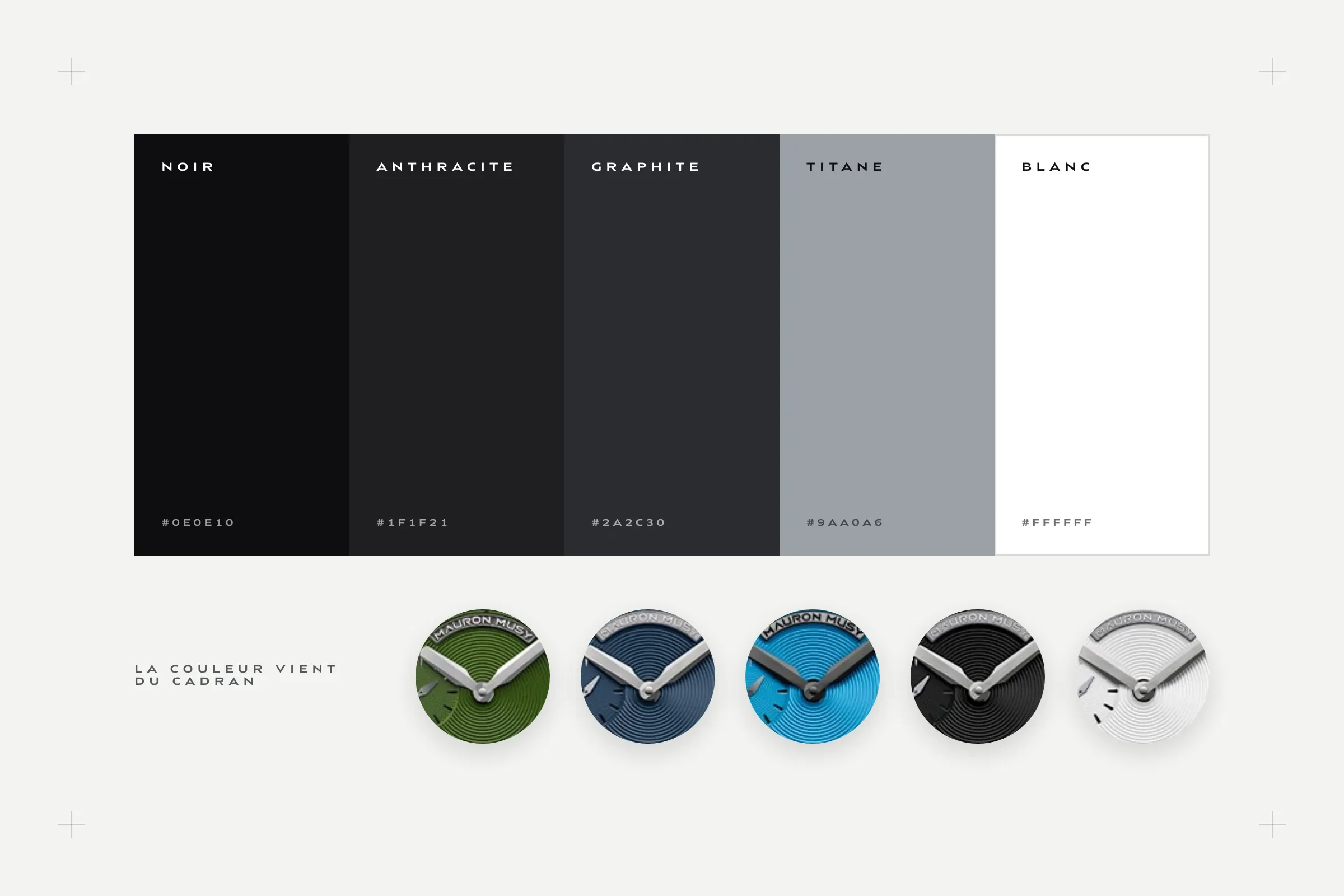 La palette et les couleurs de cadran