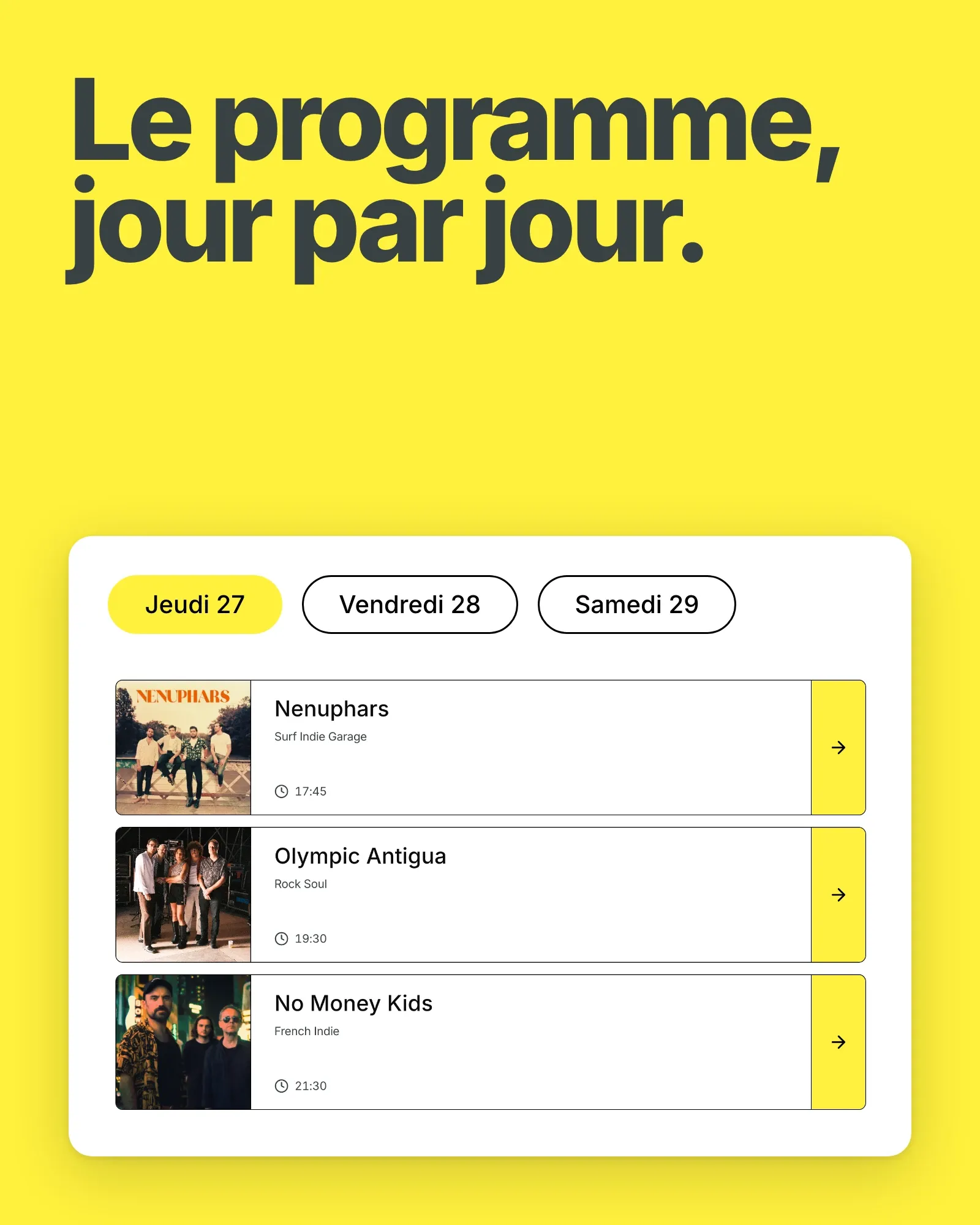 Le programme jour par jour