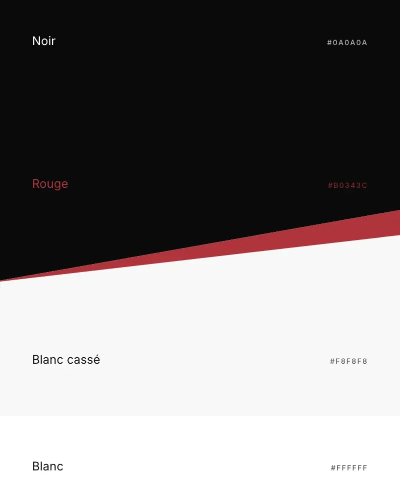 La palette : noir, rouge, blanc cassé et blanc