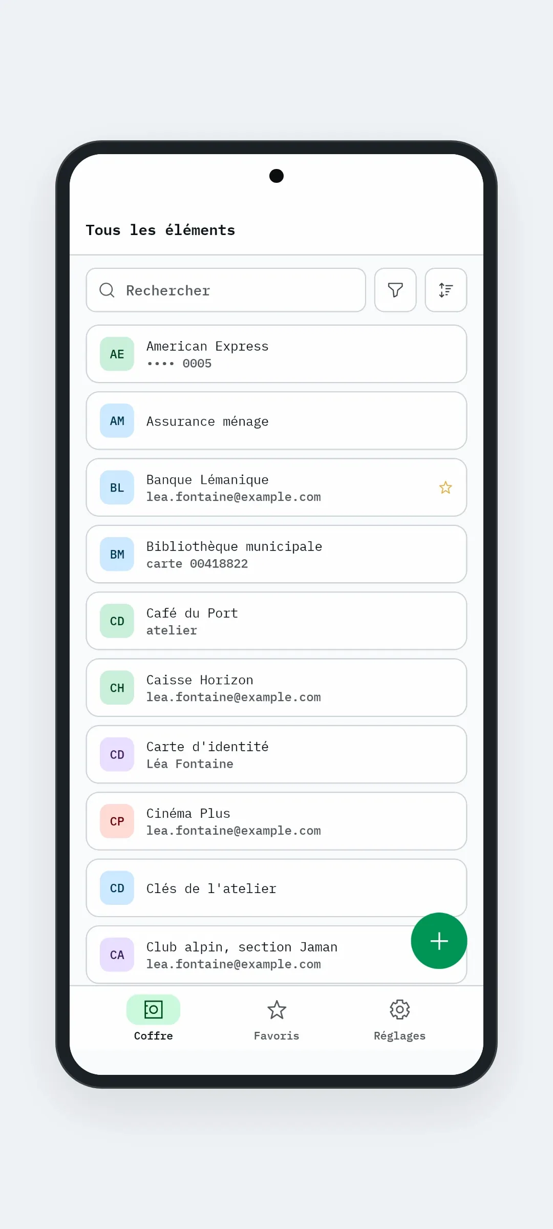 Le coffre sur Android