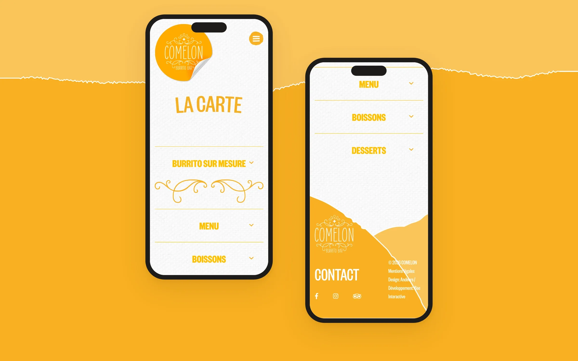 La carte et le pied de page sur smartphone