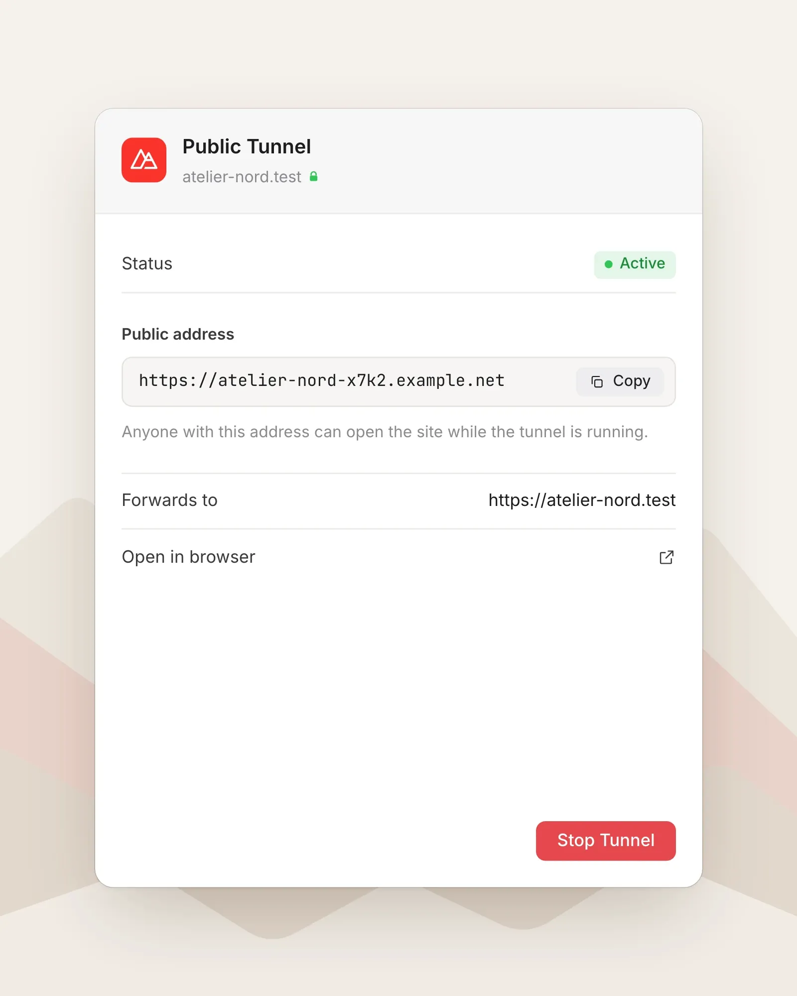 Un tunnel public vers un site local