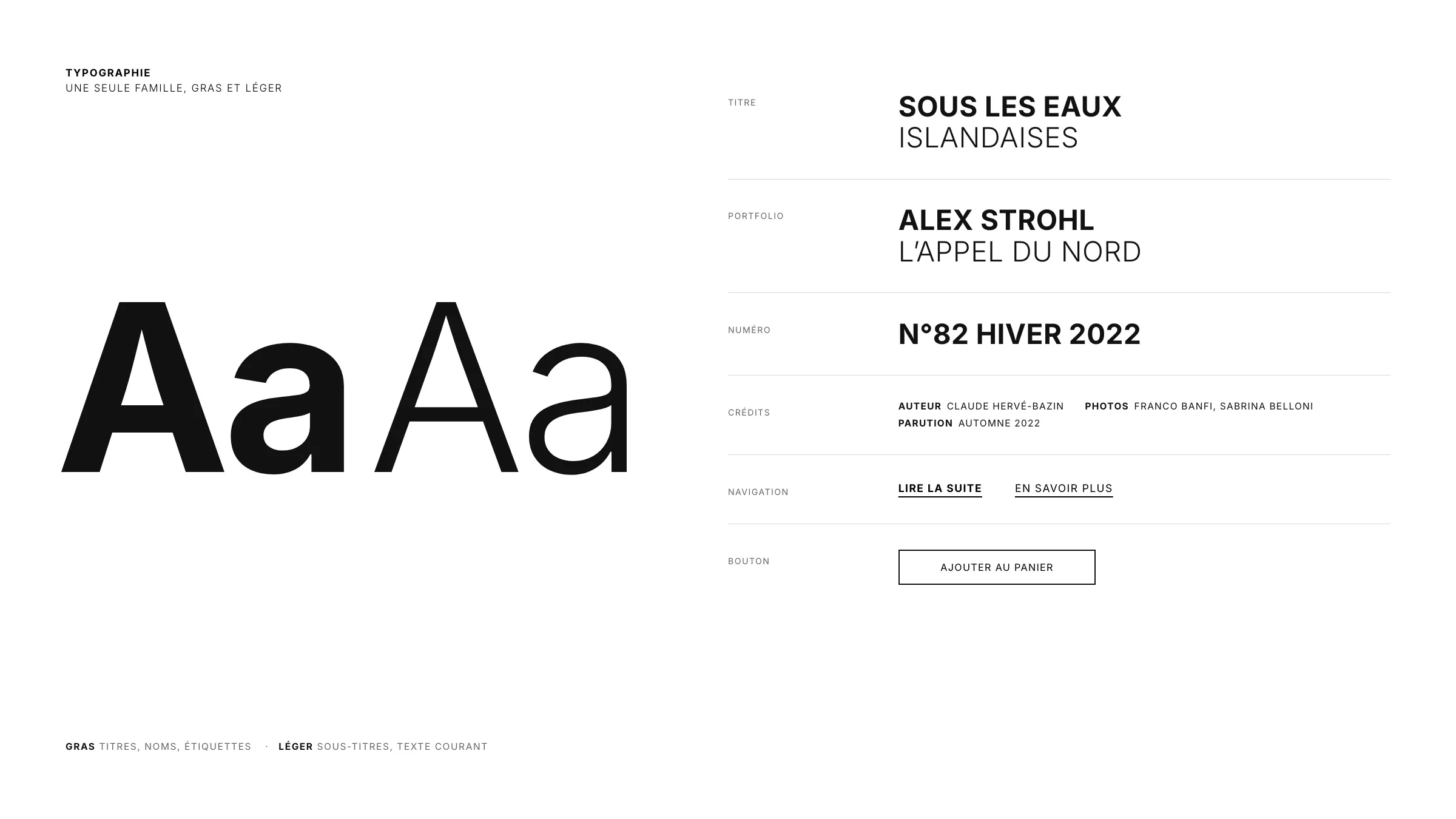 La typographie, en gras et en léger