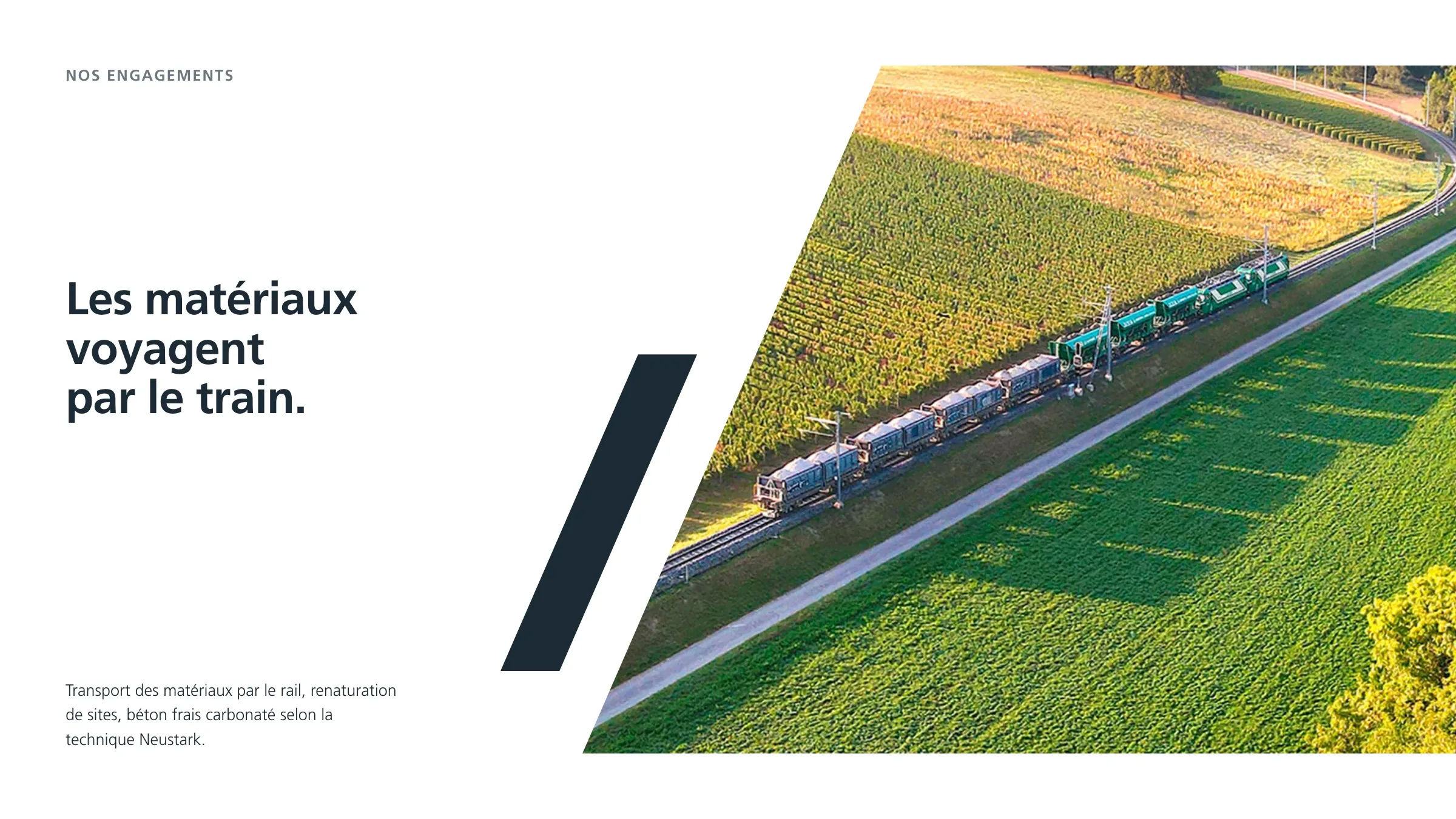 Les matériaux voyagent par le train