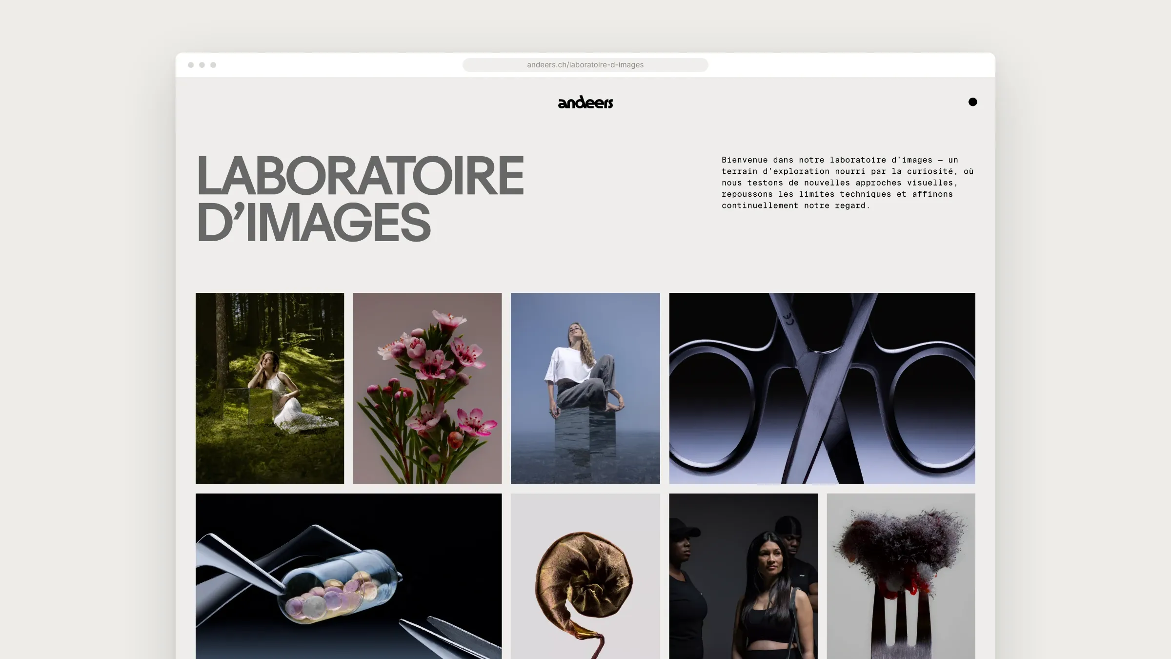 La page du laboratoire d’images