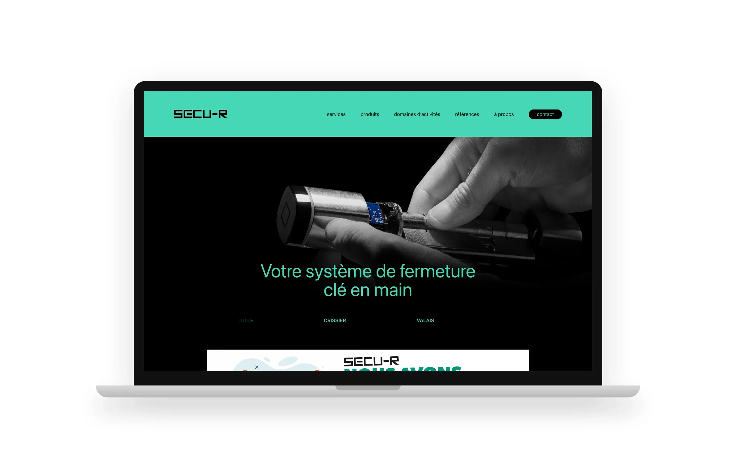 La page d'accueil sur ordinateur