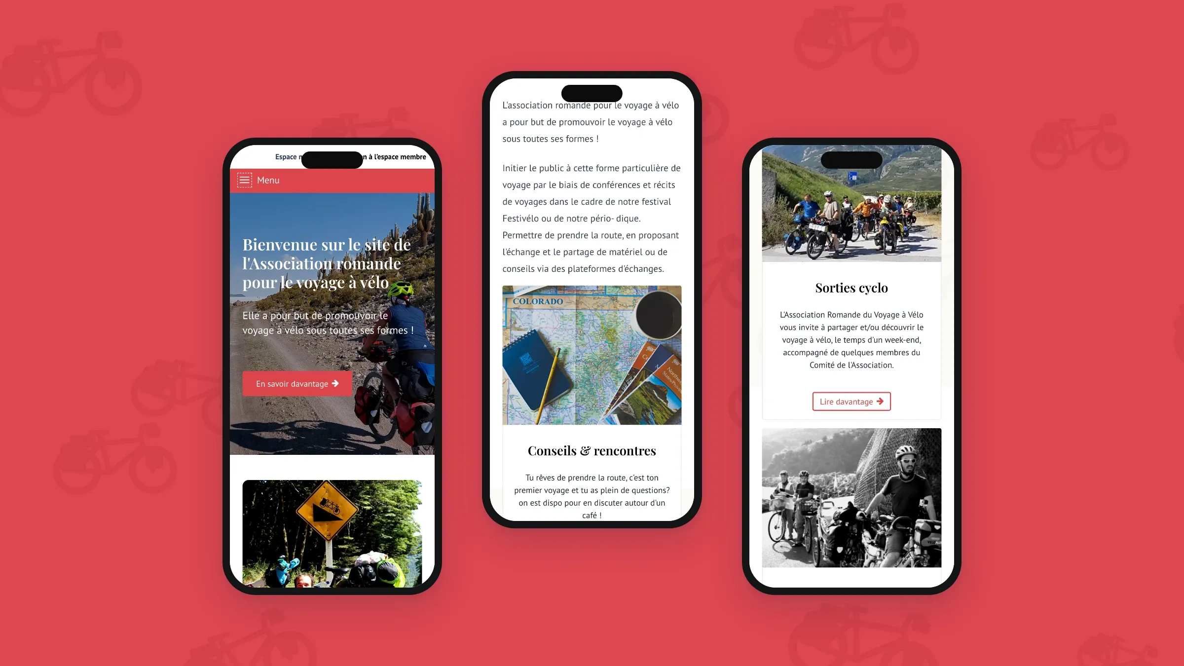 Le site sur trois mobiles