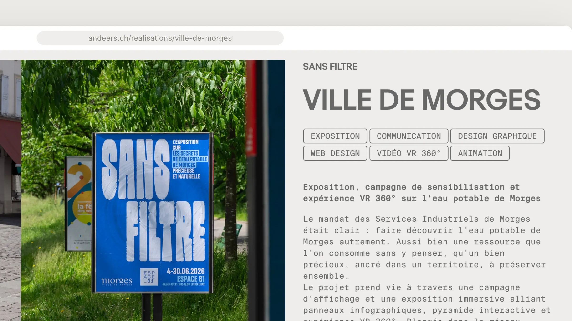 Le titre, les étiquettes et le texte d’une page projet