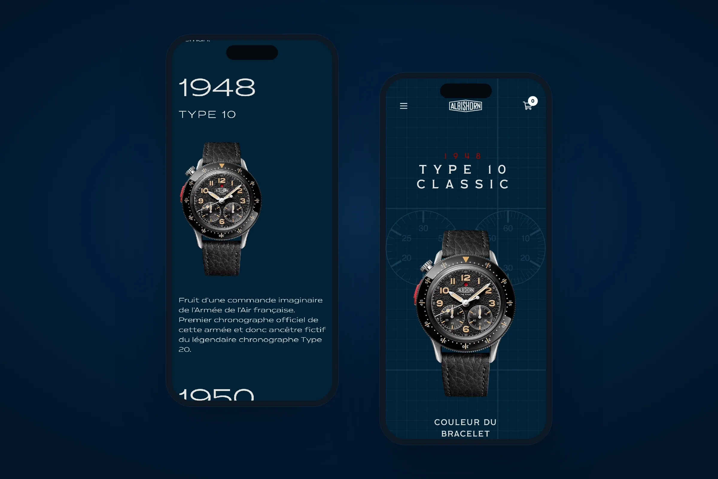 La chronologie et la page du Type 10 sur mobile