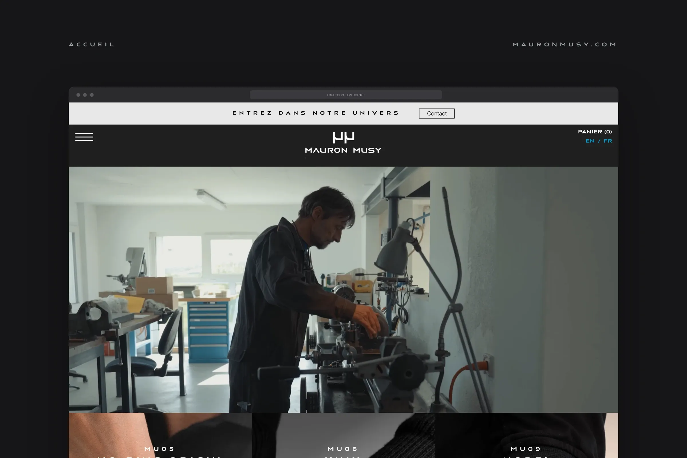 La page d'accueil sur ordinateur