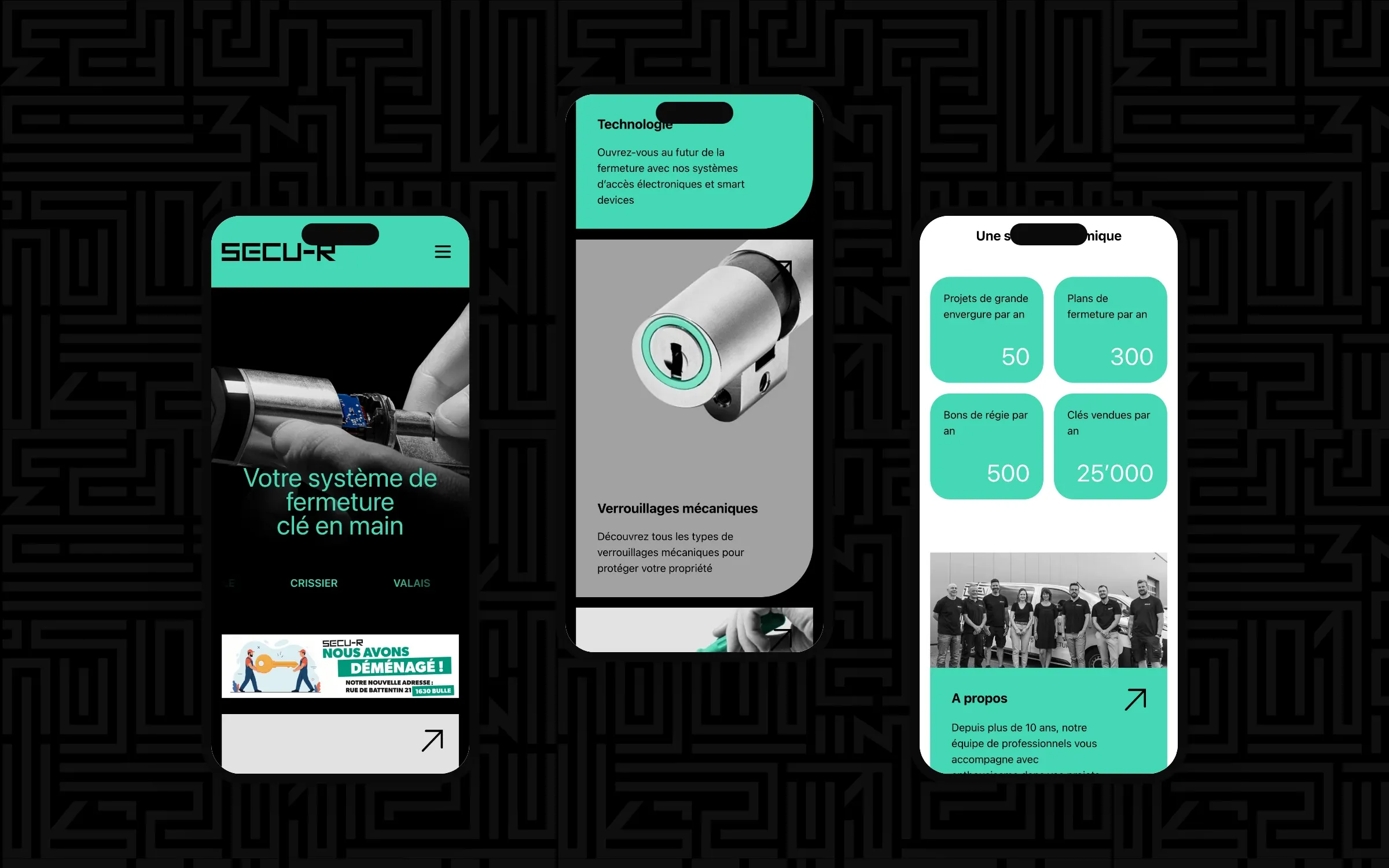 Le site sur trois mobiles
