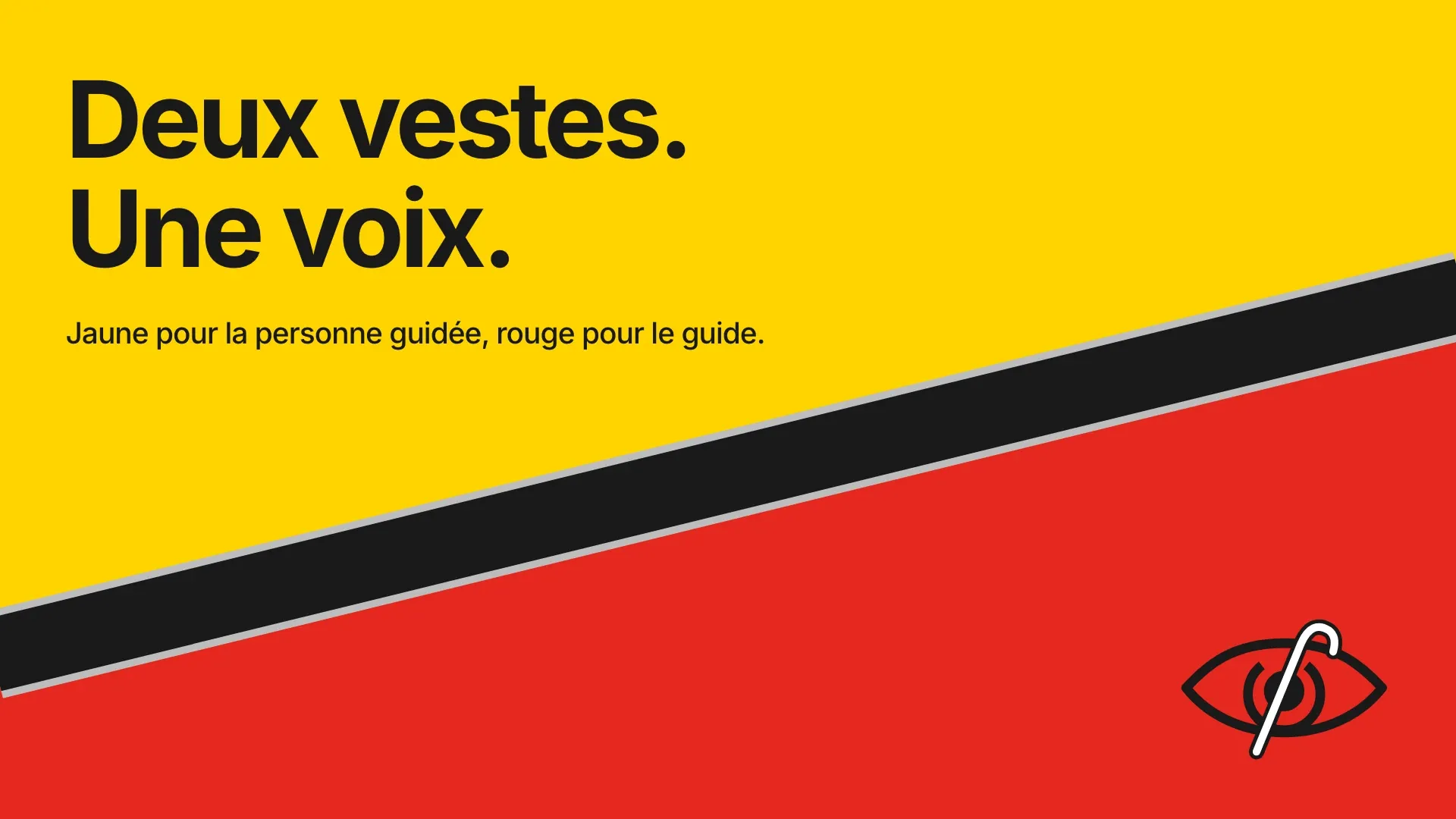 Les bandes des deux vestes, jaune et rouge
