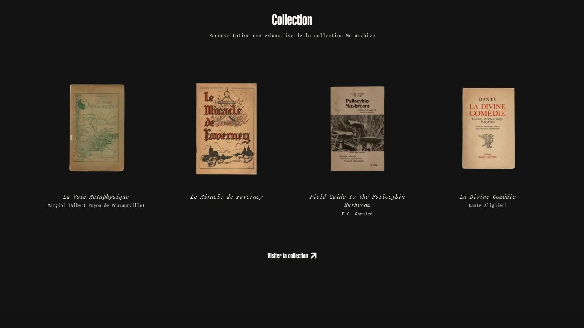 Le pied de page crème remonte en arrondi sur la Collection