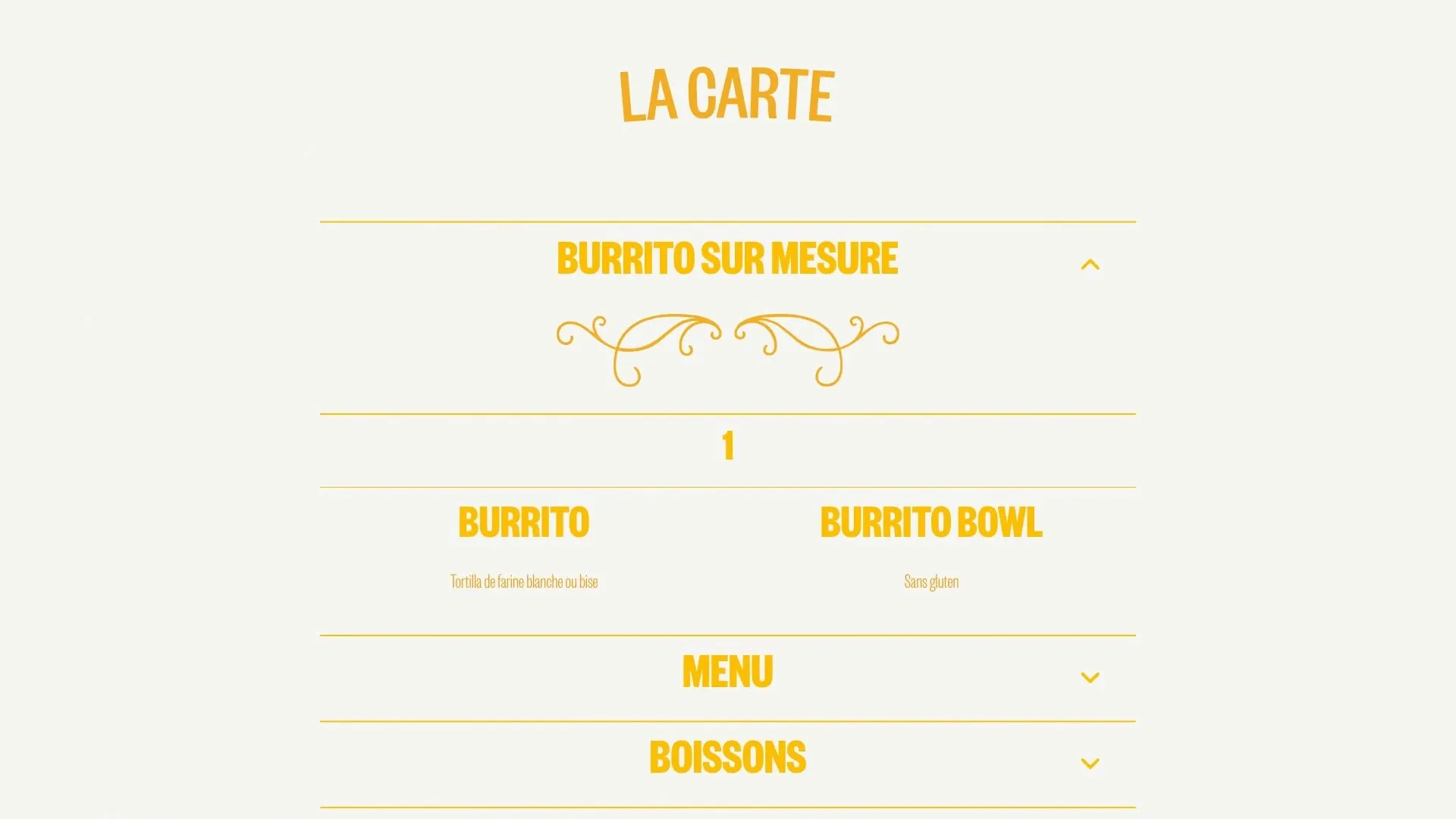 La rubrique Burrito sur mesure se déplie