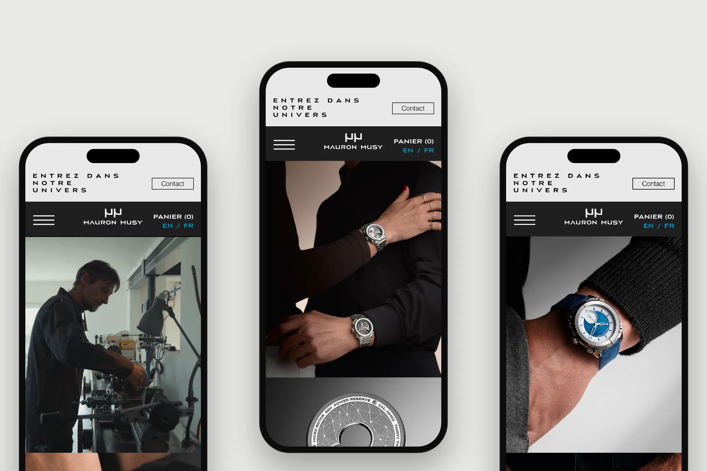Le site sur trois mobiles