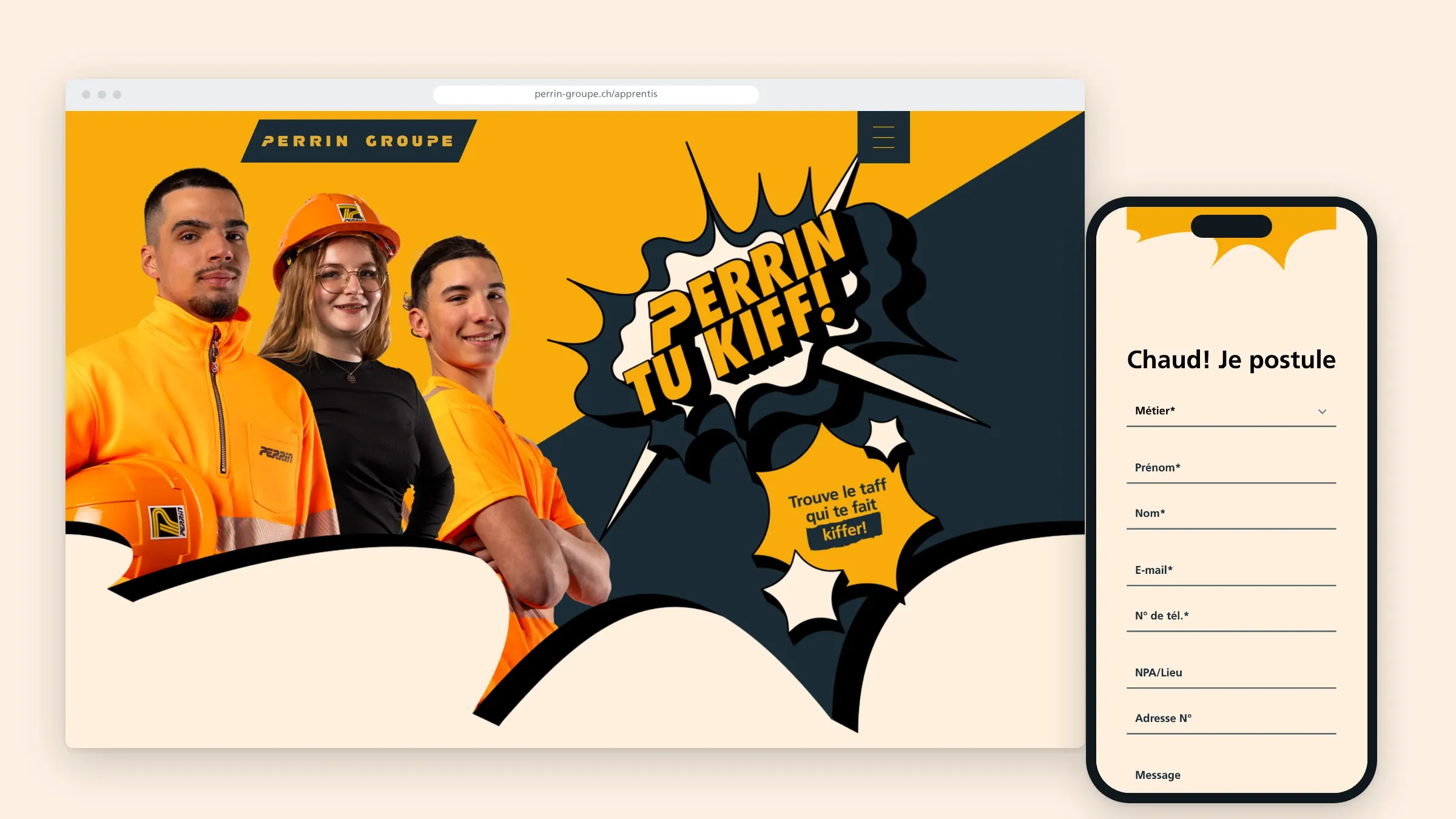 La page des apprentis et son formulaire de candidature