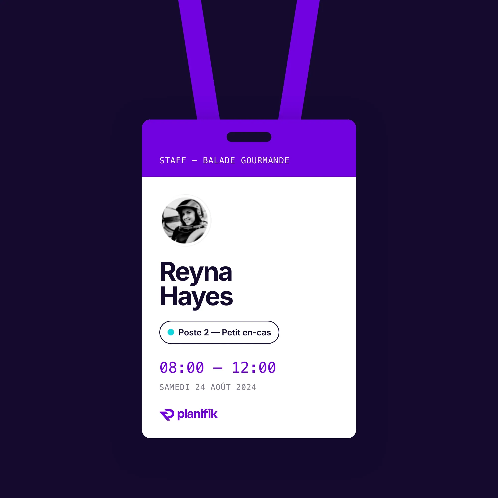 Le badge staff : poste et horaires