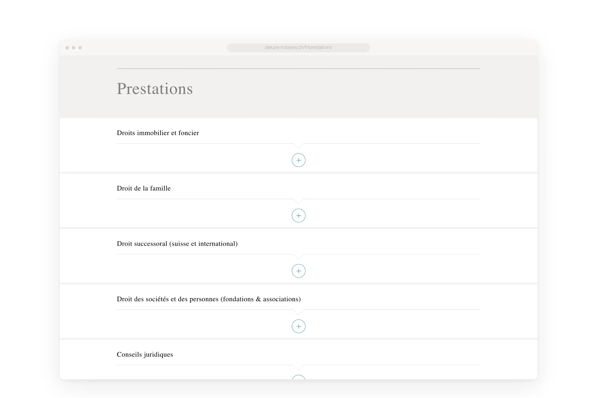 La page des prestations