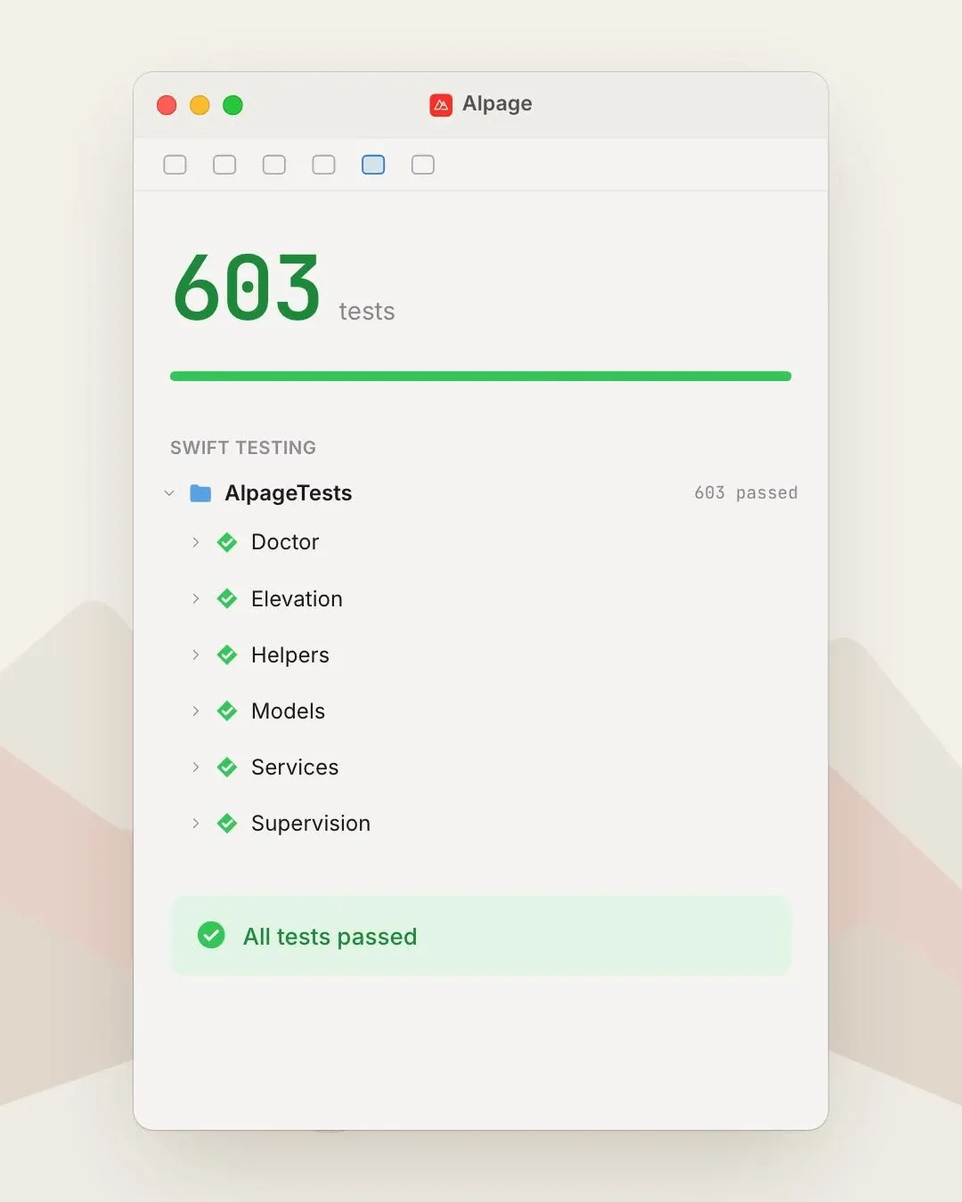 Les 603 tests passent au vert