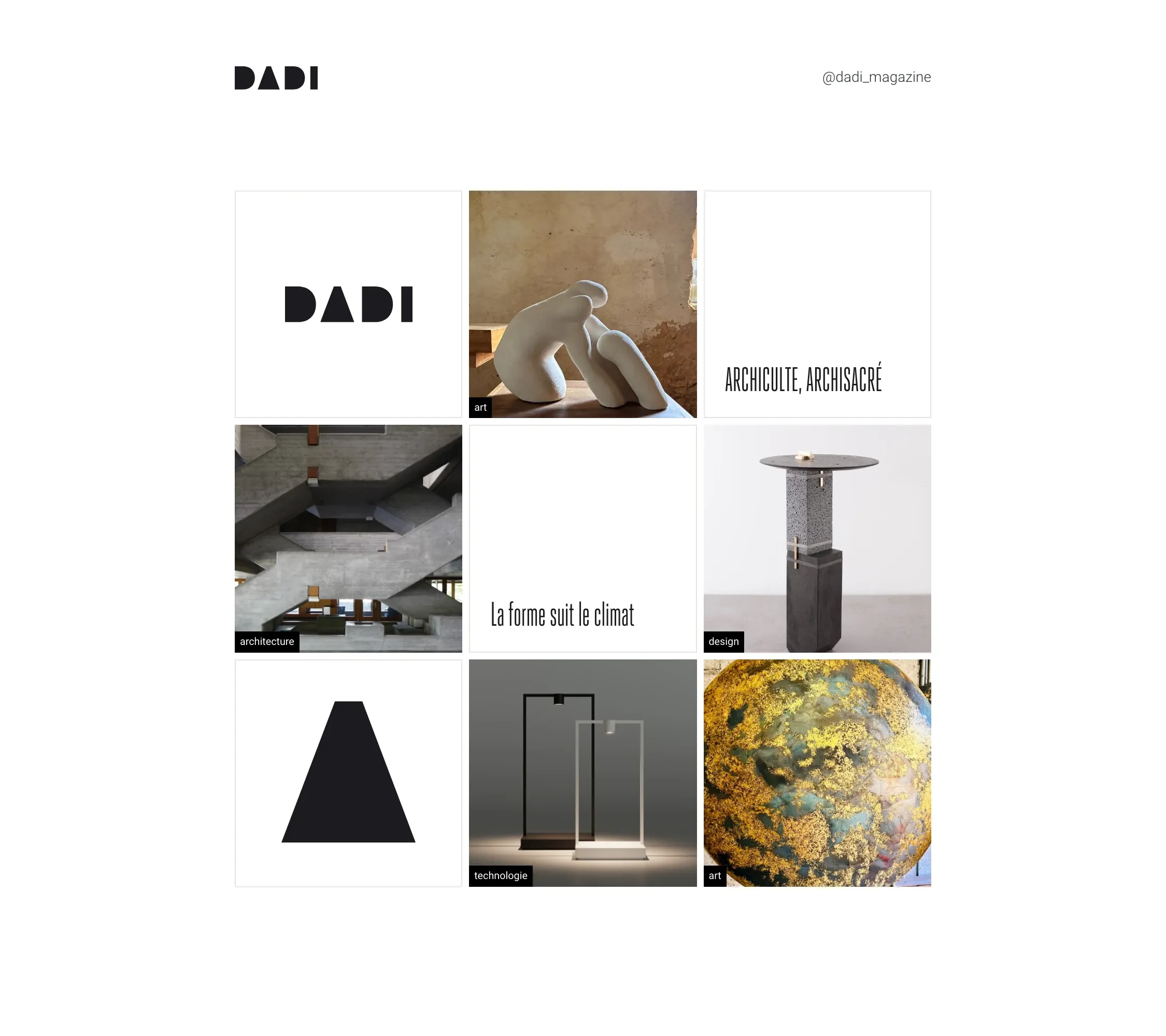 La grille Instagram @dadi_magazine