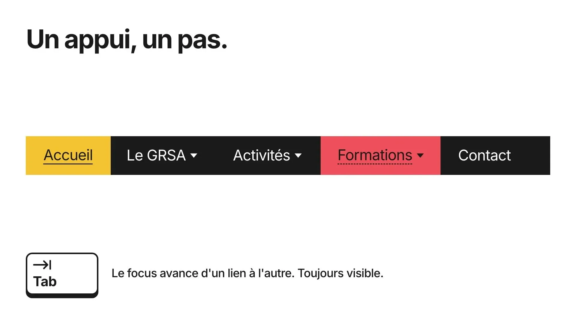 Le focus avance d'un lien à l'autre