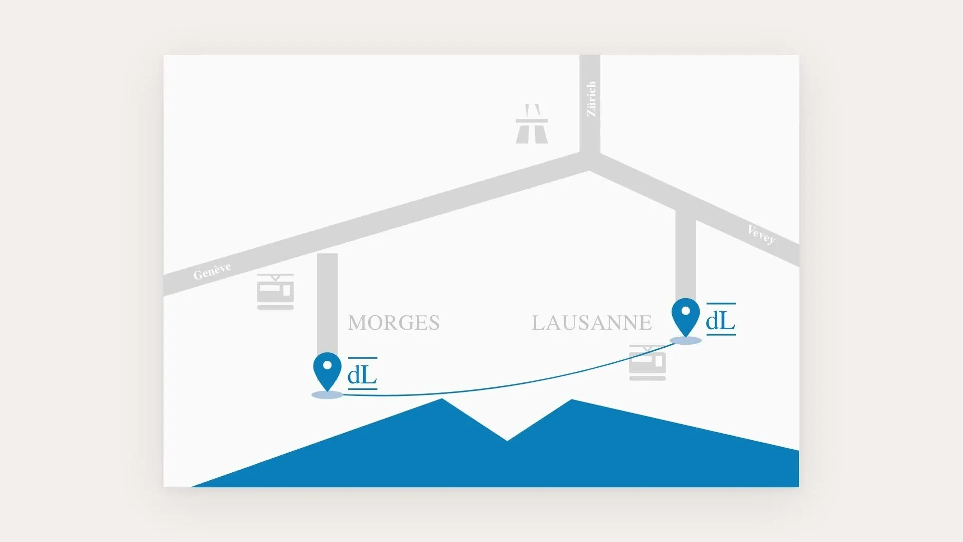 Morges et Lausanne reliées sur la carte