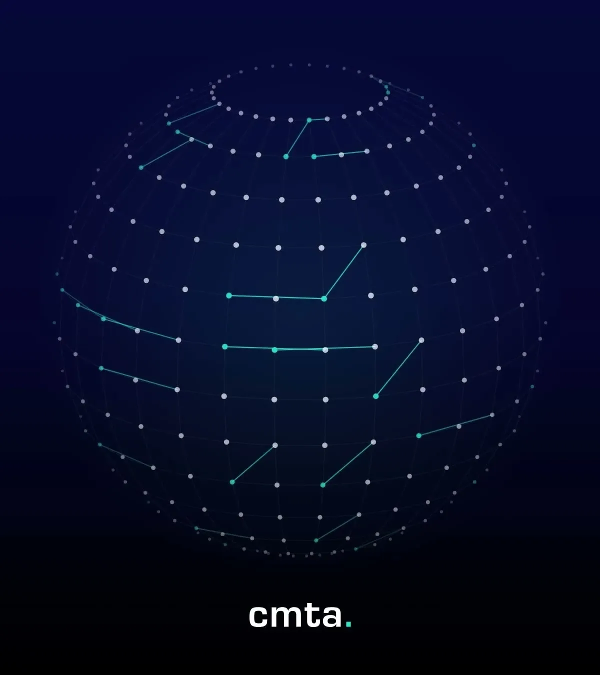 Un globe de points reliés en rotation