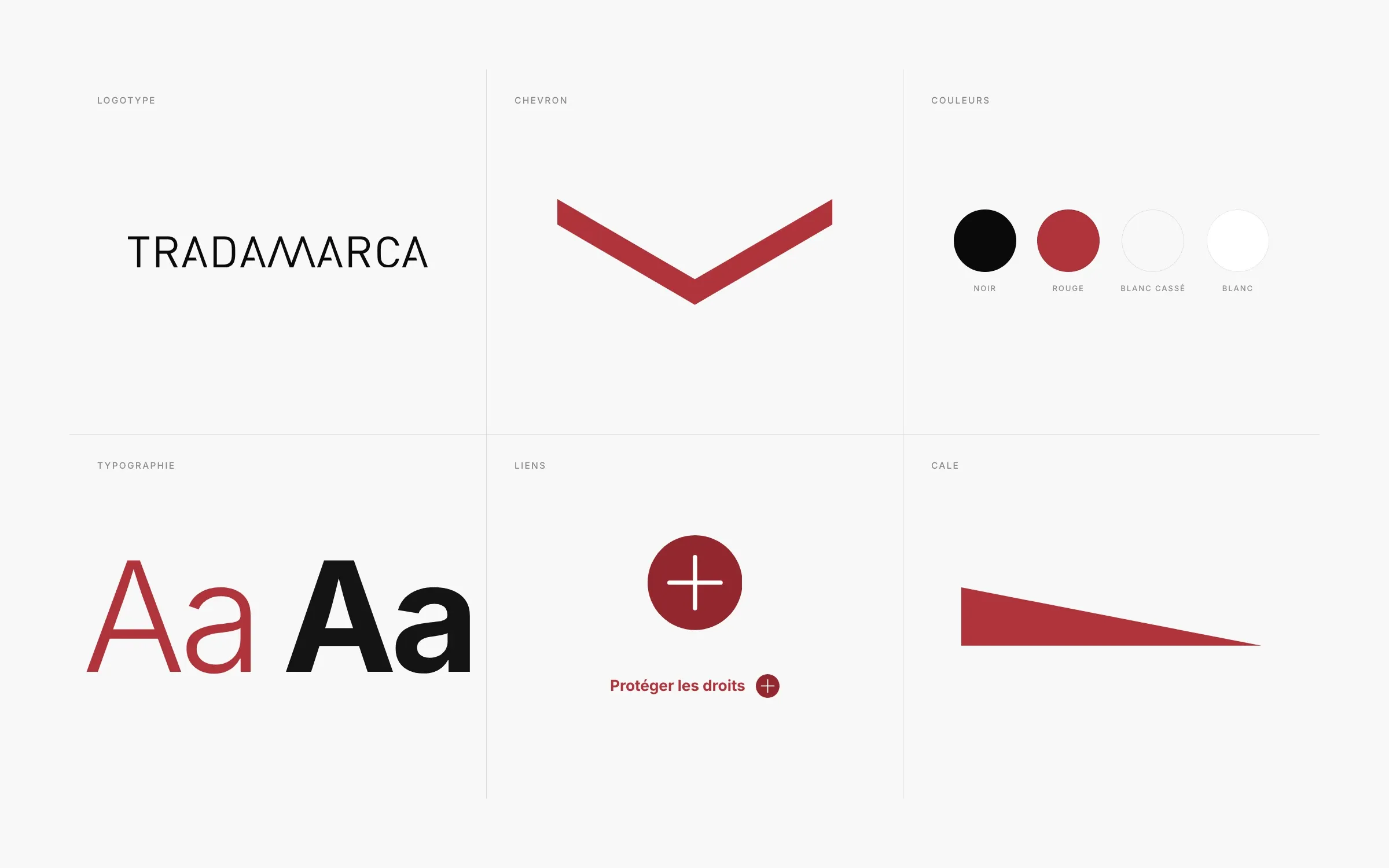 Le système de marque : logotype, chevron, couleurs, typographie, liens et cale