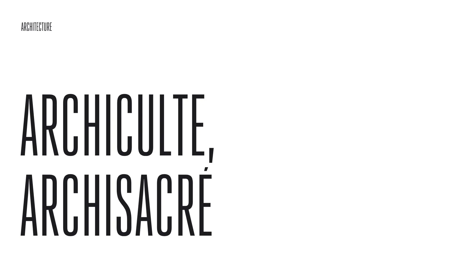 Le titre « Archiculte, archisacré » apparaît derrière un masque