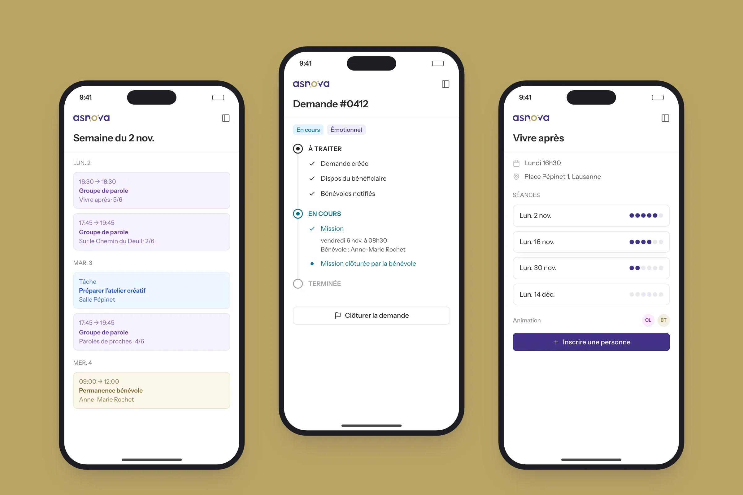 Le planning, une demande et un groupe sur mobile