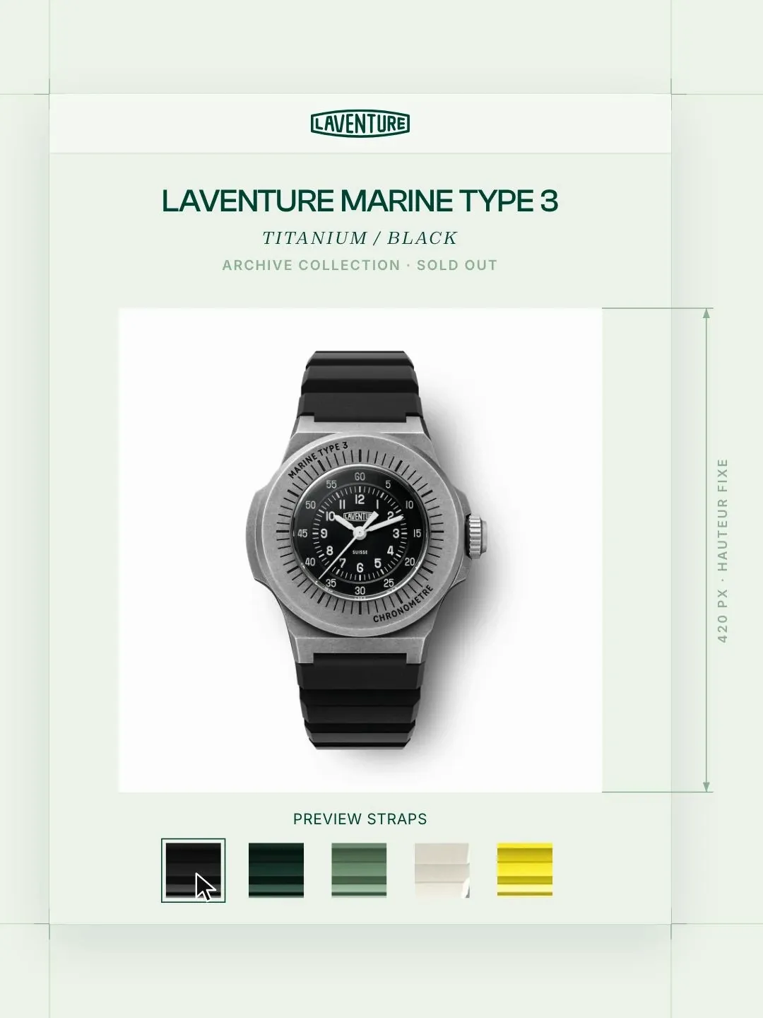 L’aperçu des bracelets, à hauteur fixe