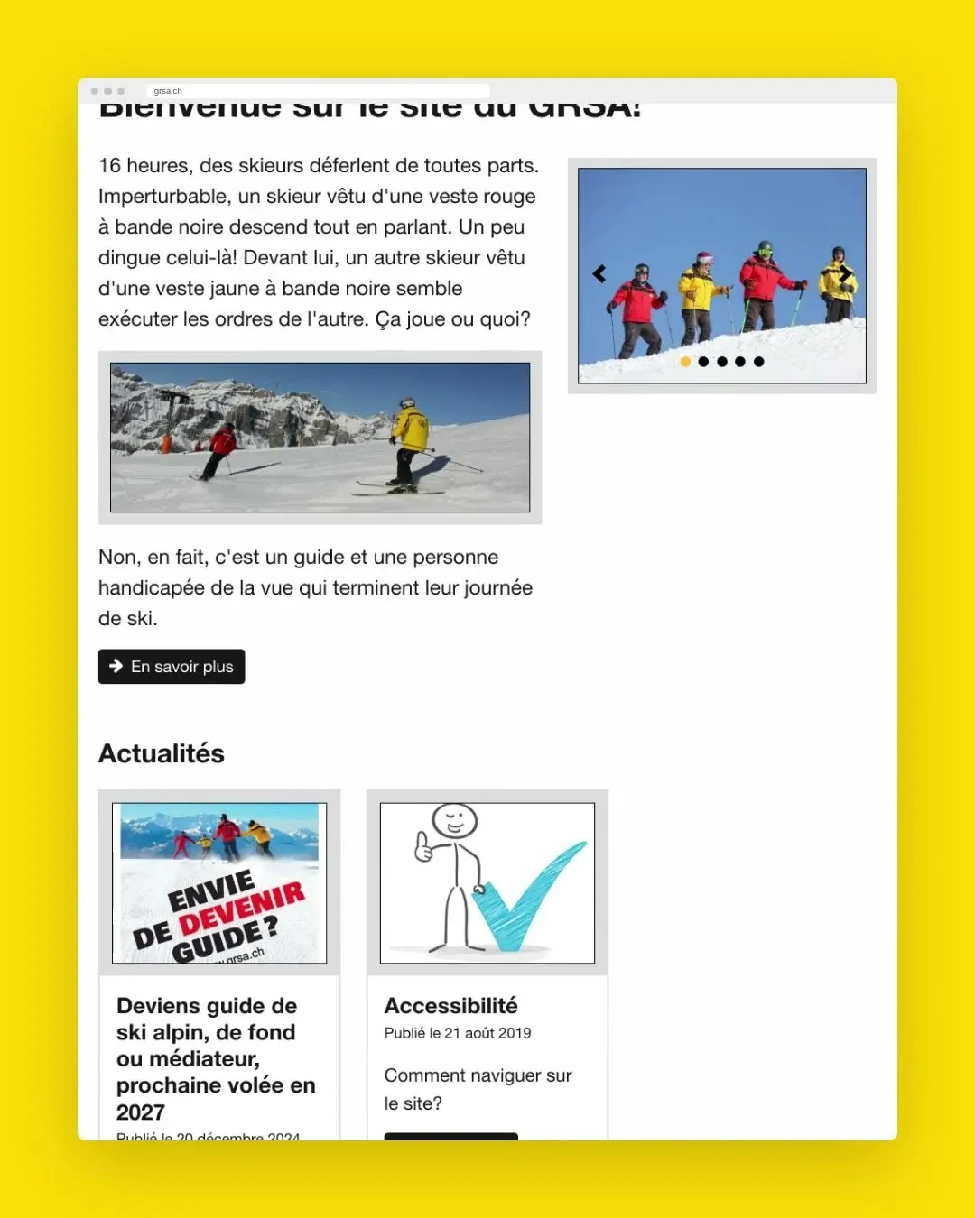 Défilement de la page d'accueil