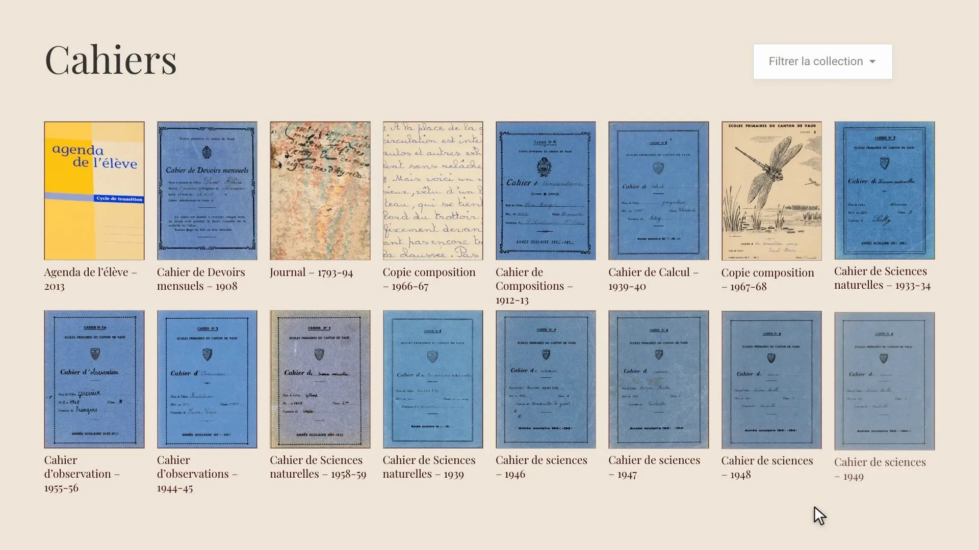 La collection des cahiers filtrée sur la catégorie sciences
