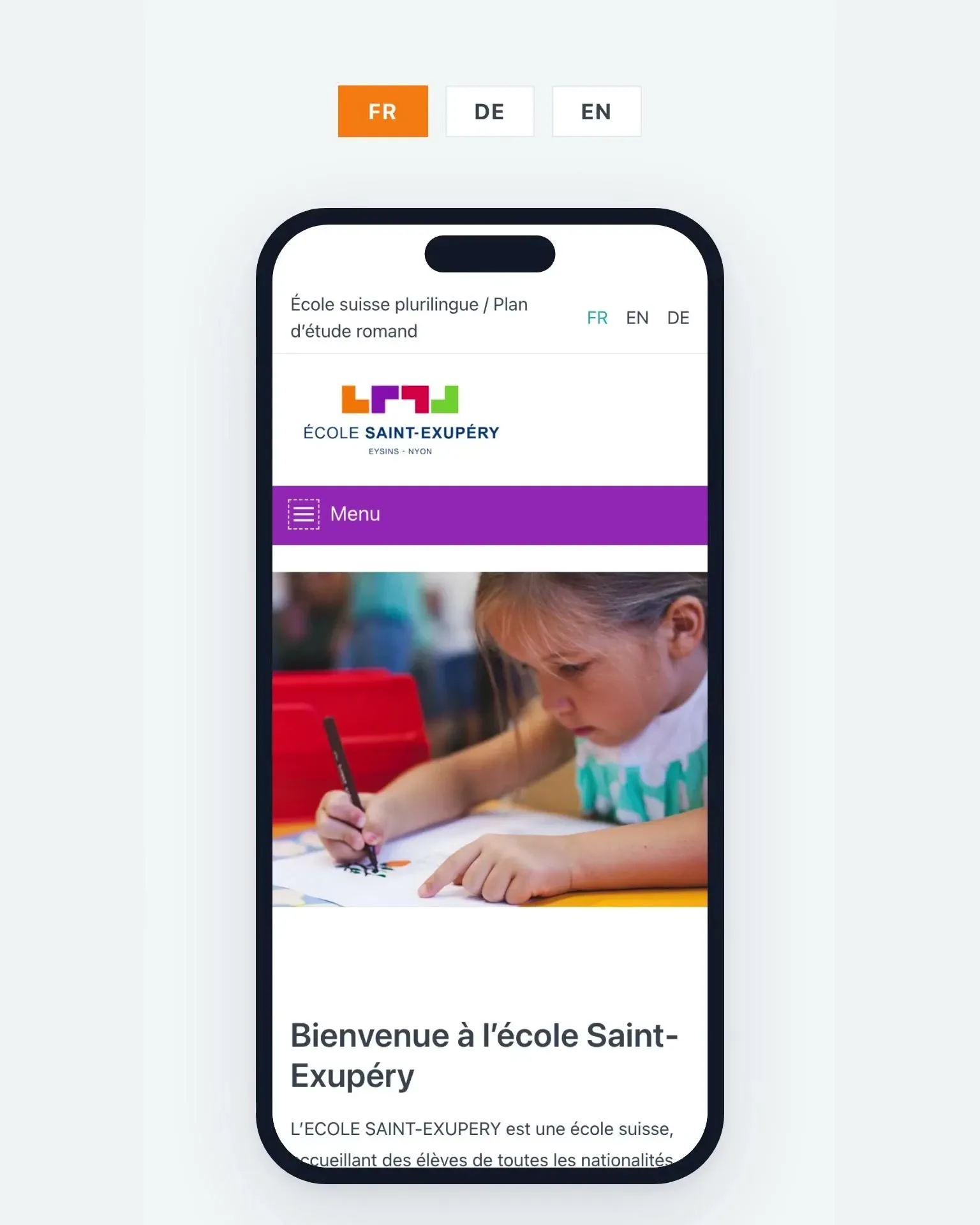 Le sélecteur de langue sur mobile