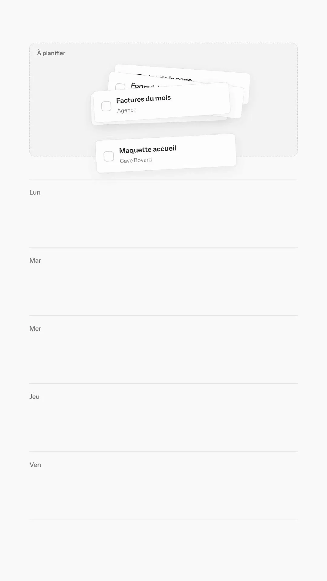 Une semaine qui se range, jour après jour