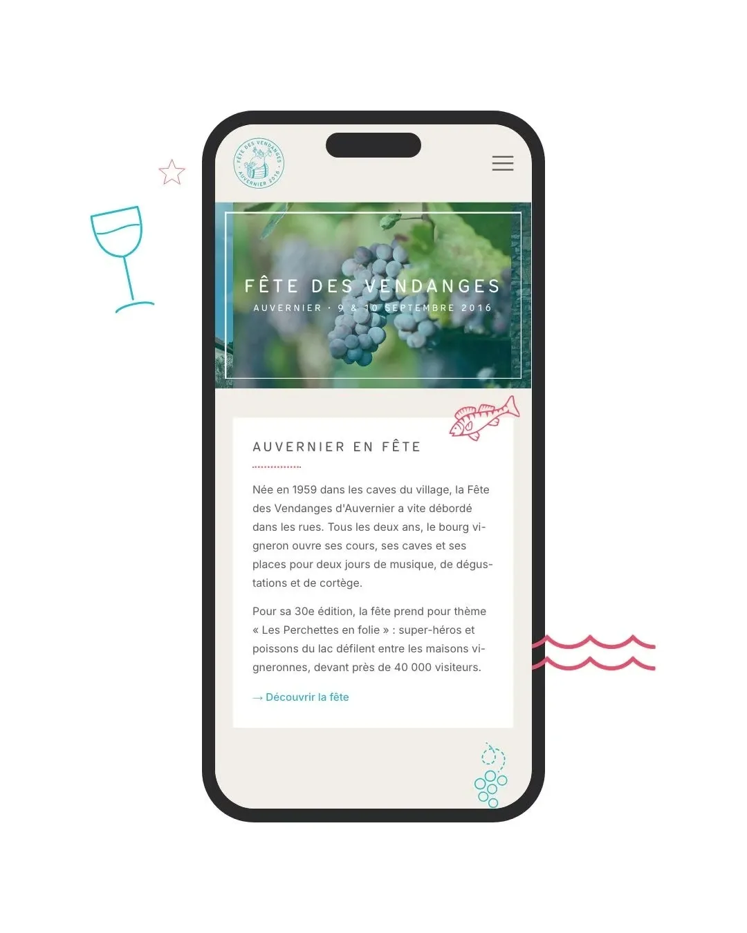 La page d'accueil sur smartphone