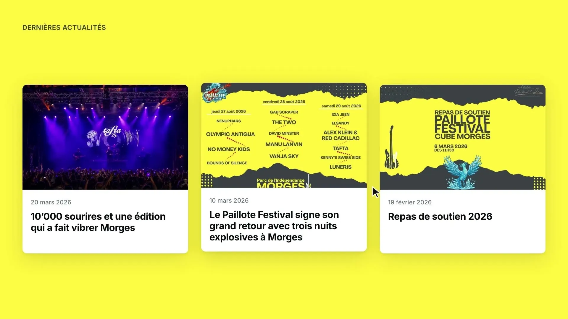 Les actualités au survol