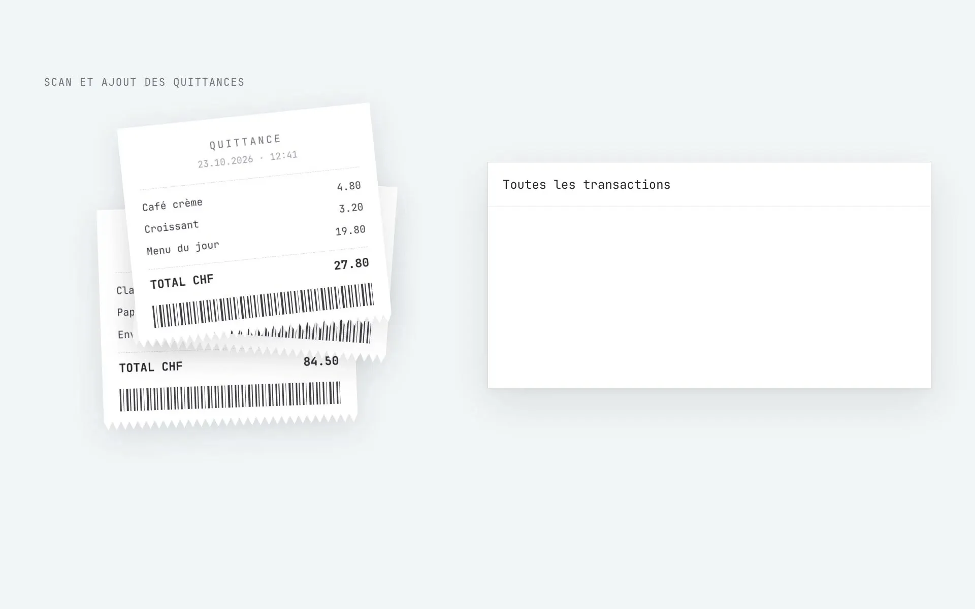 Des quittances qui rejoignent la liste des transactions