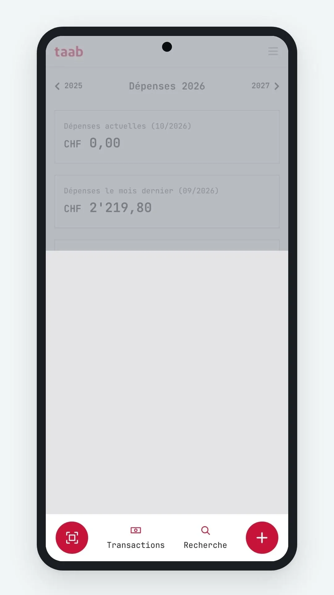 Le menu d'ajout rapide sur mobile